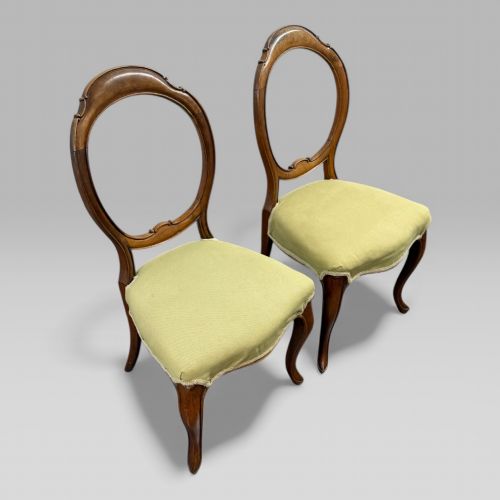 fig 1. Pair of Antique Victorian Walnut Balloon Back Chairs