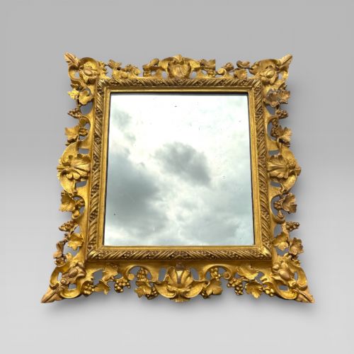 ANTIQUE VICTORIAN ORNATE FLORAL CARVED SMALL GILTWOOD RECTANGULAR WALL MIRROR - ADDITIONAL PHOTO 3