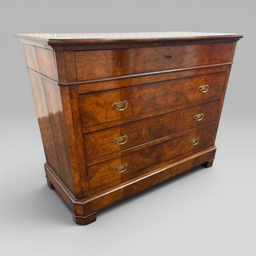 Antique French Provincial Walnut Commode with Mahogany Crossbanding