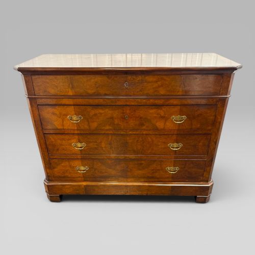 fig 1. Antique French Provincial Walnut Commode with Mahogany Crossbanding
