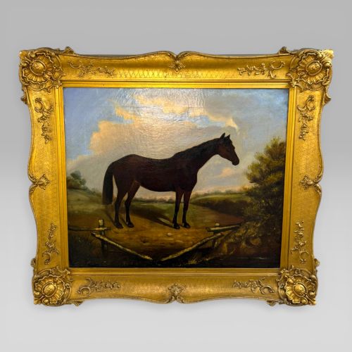 Antique 19th Century British School Oil Painting Horse Study Gilt Frame