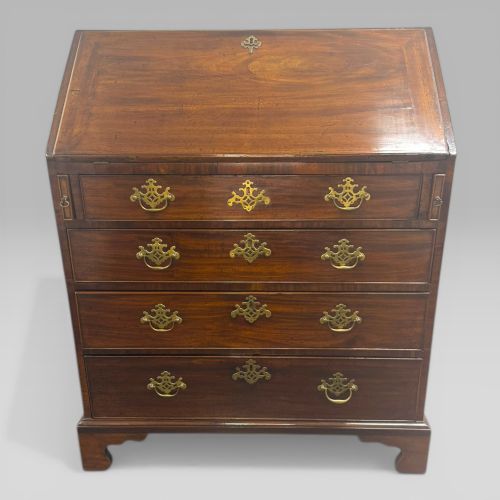 fig 1. Antique Georgian George III Mahogany Bureau 4 Drawer