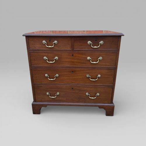 fig 1. Small Antique Georgian Cuban Mahogany & Walnut Crossbanded Chest of Drawers