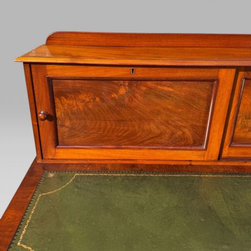 ANTIQUE VICTORIAN MAHOGANY PEDESTAL DESK 9 DRAWERS TOOLED LEATHER CUPBOARD - ADDITIONAL PHOTO 6