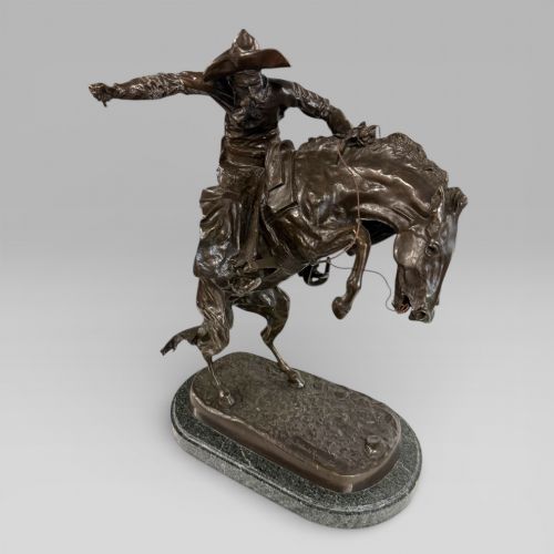Large Cowboy Bronze ‘Bronco Buster’ After Frederic Remington, Early–mid 20th