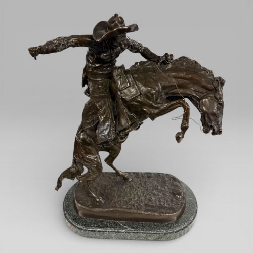 fig 1. Large Cowboy Bronze ‘Bronco Buster’ After Frederic Remington, Early–Mid 20th