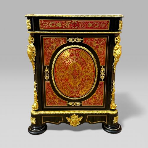 FRENCH NAPOLEON III EBONISED BRASS TORTOISESHELL BOULLE MARBLE PIER CABINET - ADDITIONAL PHOTO 1