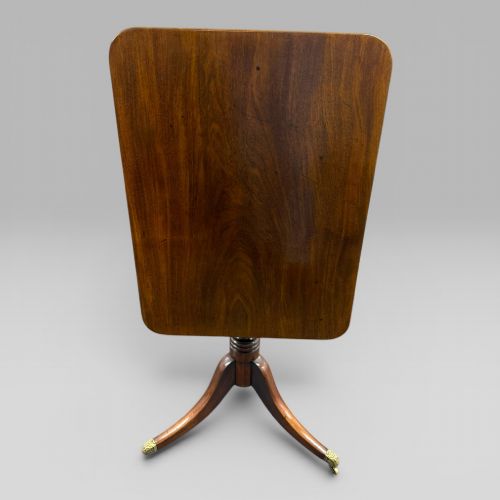 ANTIQUE REGENCY MAHOGANY TILT TOP OCCASIONAL TABLE WITH BRASS CASTERS - ADDITIONAL PHOTO 4
