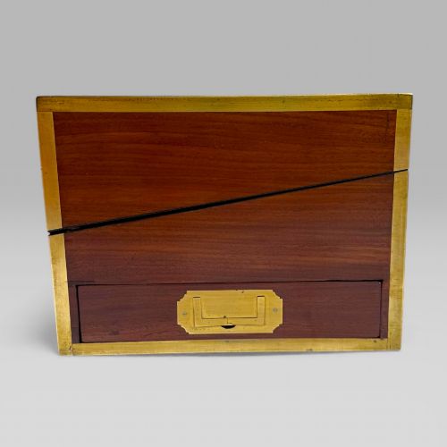 ANTIQUE REGENCY MAHOGANY ROSEWOOD BRASS INLAID CAMPAIGN WRITING SLOPE BOX - ADDITIONAL PHOTO 5
