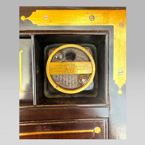 ANTIQUE REGENCY MAHOGANY ROSEWOOD BRASS INLAID CAMPAIGN WRITING SLOPE BOX - ADDITIONAL PHOTO 13