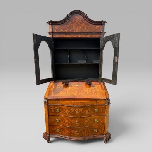 MID18TH CENTURY ITALIAN VENETIAN WALNUT TULIPWOOD MARQUETRY BUREAU BOOKCASE - ADDITIONAL PHOTO 9