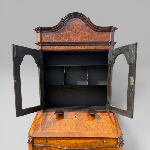 MID18TH CENTURY ITALIAN VENETIAN WALNUT TULIPWOOD MARQUETRY BUREAU BOOKCASE - ADDITIONAL PHOTO 10