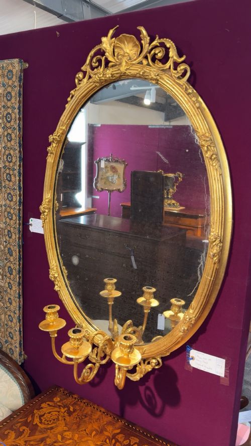 ANTIQUE LATE 19TH CENTURY FRENCH BELLE POQUE GILTWOOD GIRANDOLE MIRROR - ADDITIONAL PHOTO 5