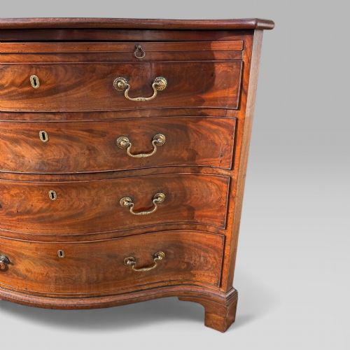 ANTIQUE GEORGIAN 1760 MAHOGANY SERPENTINE CHEST OF DRAWERS WRITING BRUSH SLIDE - ADDITIONAL PHOTO 5