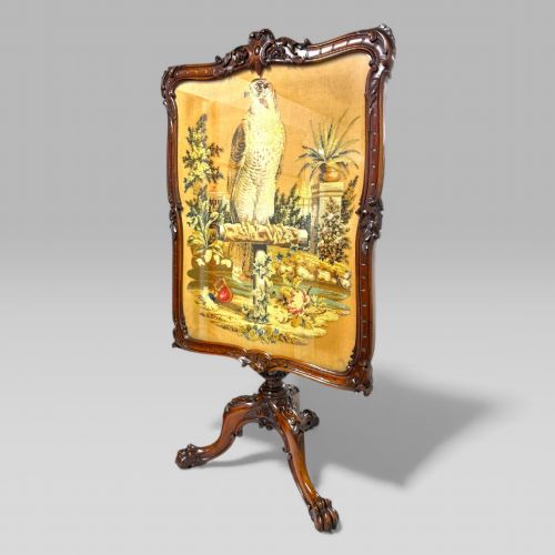 ANTIQUE WILLIAM IV GILLOWS CARVED ROSEWOOD TILT TOP TRIPOD TABLE FIRE SCREEN - ADDITIONAL PHOTO 1