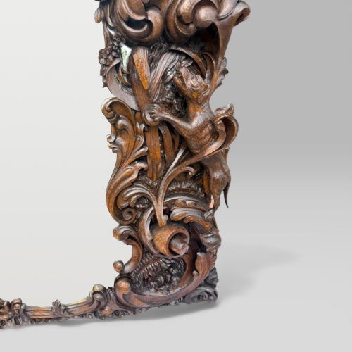 ANTIQUE KING OF BAVARIAS LARGE CARVED OAK HUNTING LODGE OVERMANTLE WALL MIRROR - ADDITIONAL PHOTO 7