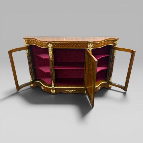 ANTIQUE VICTORIAN WALNUT SERPENTINE CREDENZA WITH ORMOLU MOUNTS MARQUETRY - ADDITIONAL PHOTO 8
