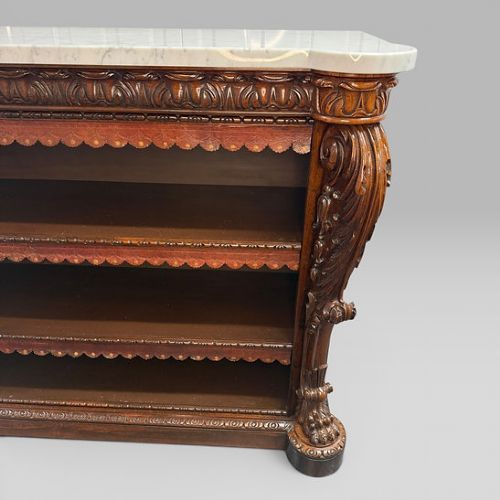 ANTIQUE WILLIAM IV ROSEWOOD OPEN BOOKCASE MARBLE TOP ATTRIBUTED GILLOWS - ADDITIONAL PHOTO 5