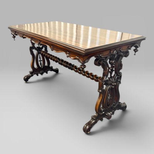 ANTIQUE EARLY VICTORIAN ZEBRAWOOD ROSEWOOD CENTRE TABLE - ADDITIONAL PHOTO 3