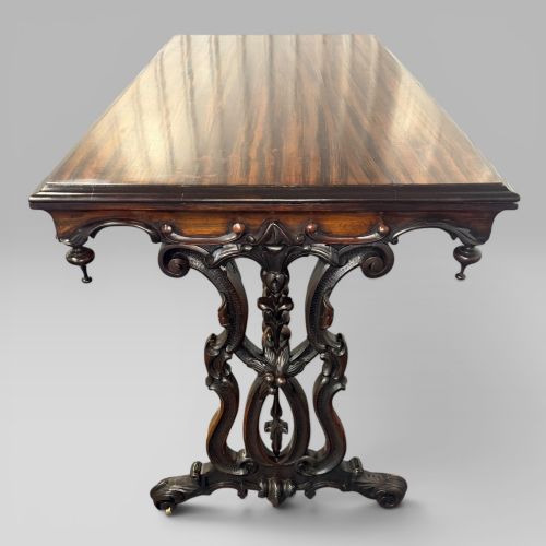 ANTIQUE EARLY VICTORIAN ZEBRAWOOD ROSEWOOD CENTRE TABLE - ADDITIONAL PHOTO 5