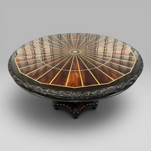 ANTIQUE CEYLONESE EBONY CALAMANDER CENTRE TABLE CIRCA 1840 - ADDITIONAL PHOTO 1