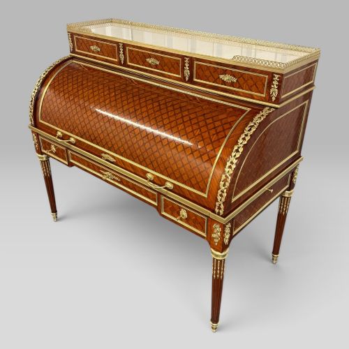 Mid-19th Century French Louis Xvi Style Parquetry & Ormolu Cylinder Desk C1869