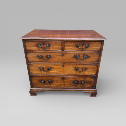 Antique George III 1790 Mahogany & Brass Chest of 5 Drawers by J Moorcroft
