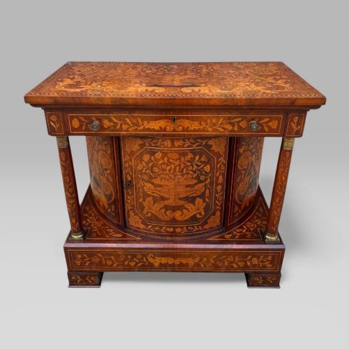 Antique 18th Century Dutch Marquetry Mahogany Console Wall Table Cabinet