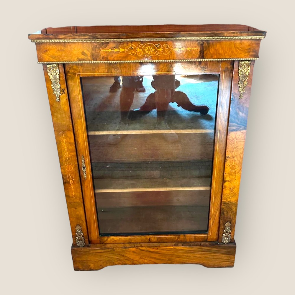 Victorian Walnut & Brass Inlaid Pier Cabinet