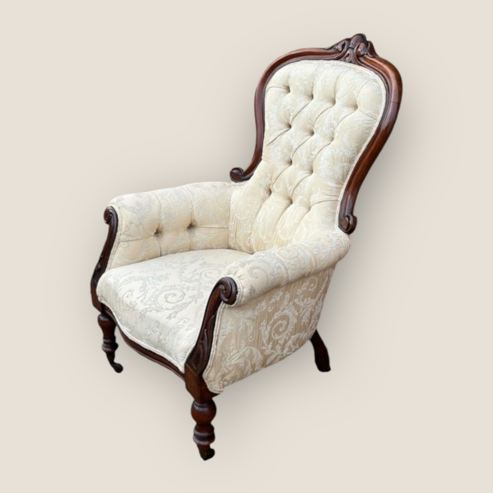 Victorian Mahogany Framed Grandfather Armchair