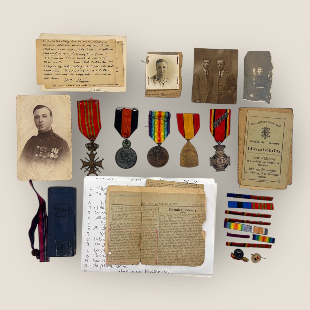 WW1 Belgian Medal Group Of 5 Awarded To A Belgian Hero Includes Provenance