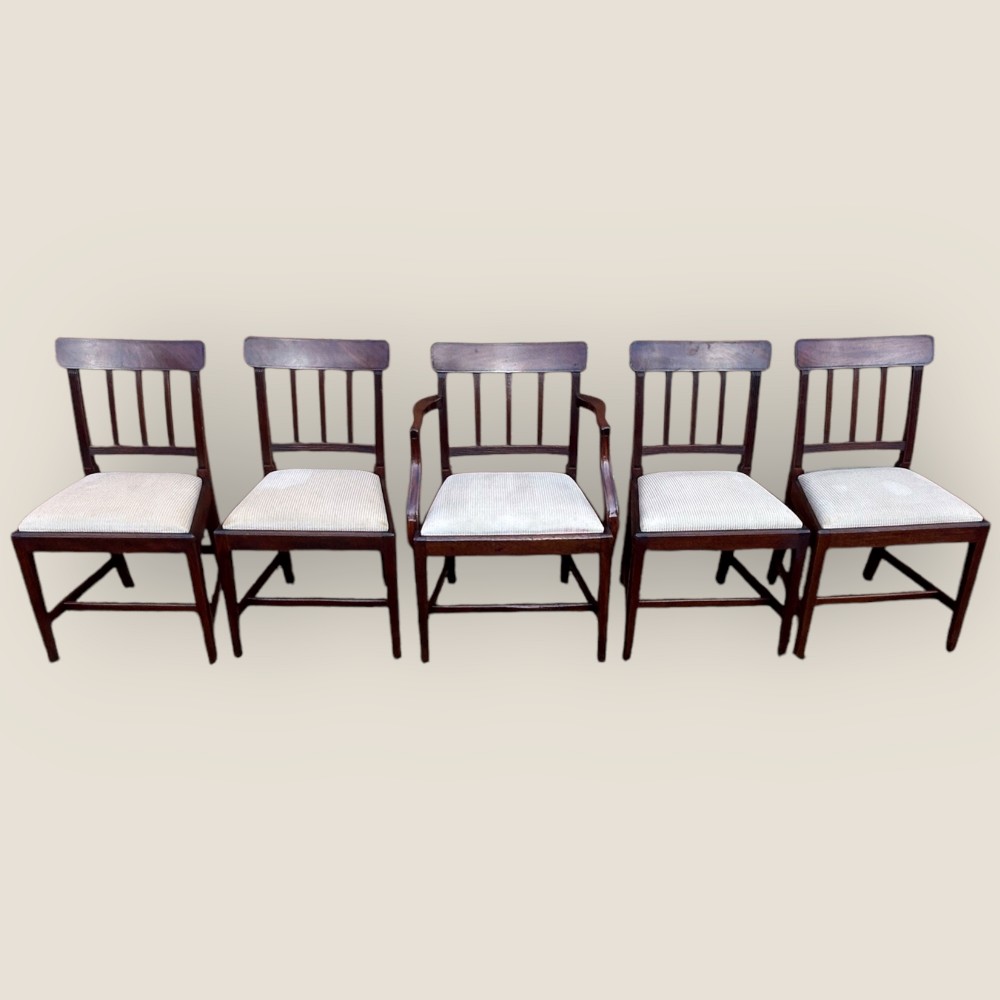 Set Of 5 Antique Georgian Mahogany Dinning Chairs