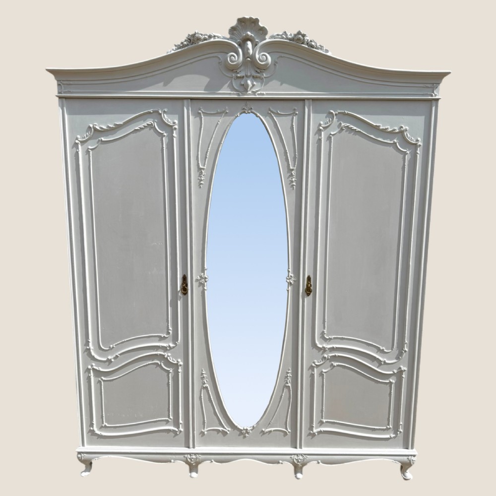 Victorian White Painted 3 Door Wardrobe