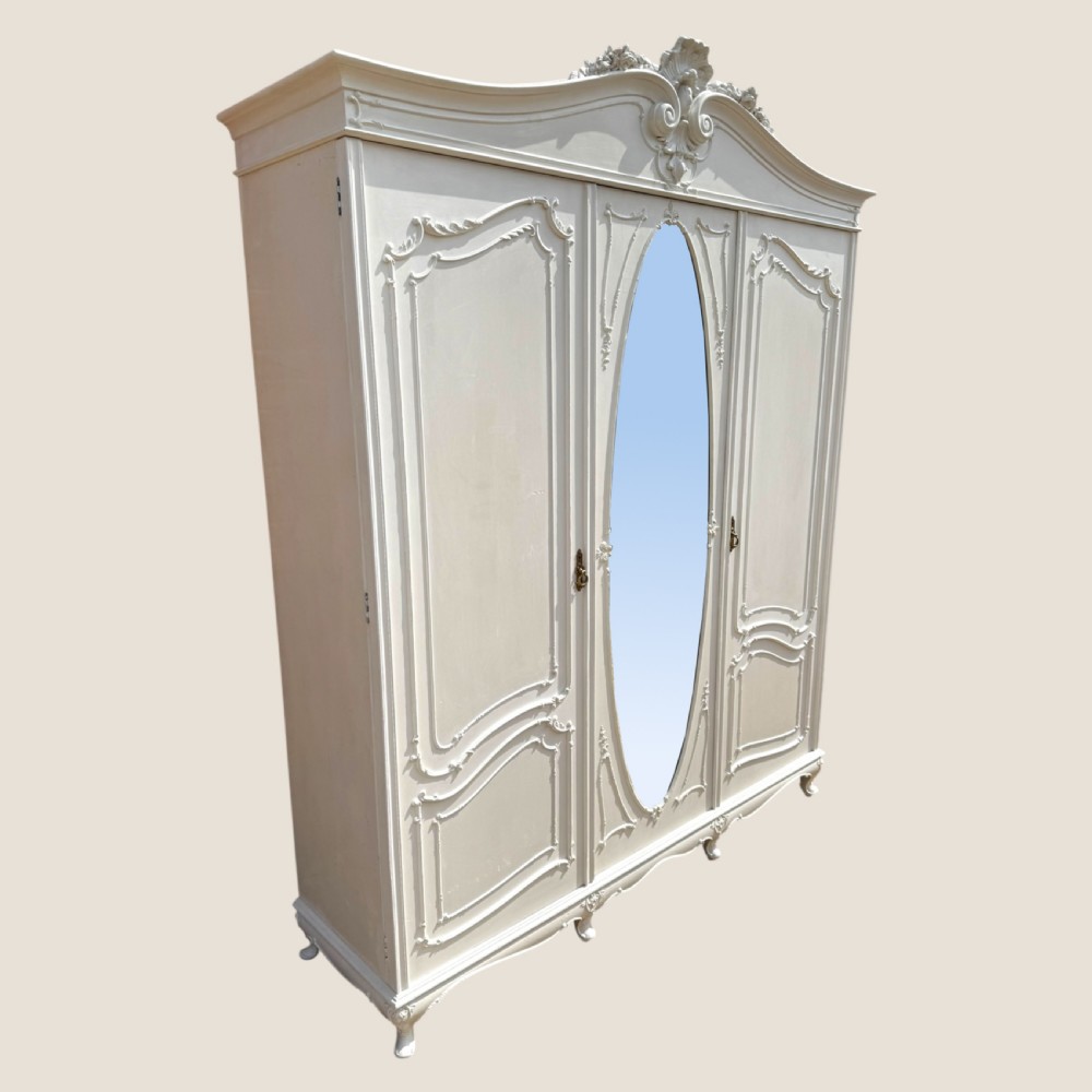 Victorian White Painted 3 Door Wardrobe View II