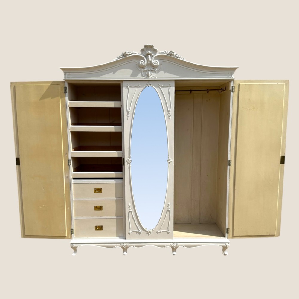 Victorian White Painted 3 Door Wardrobe View IV