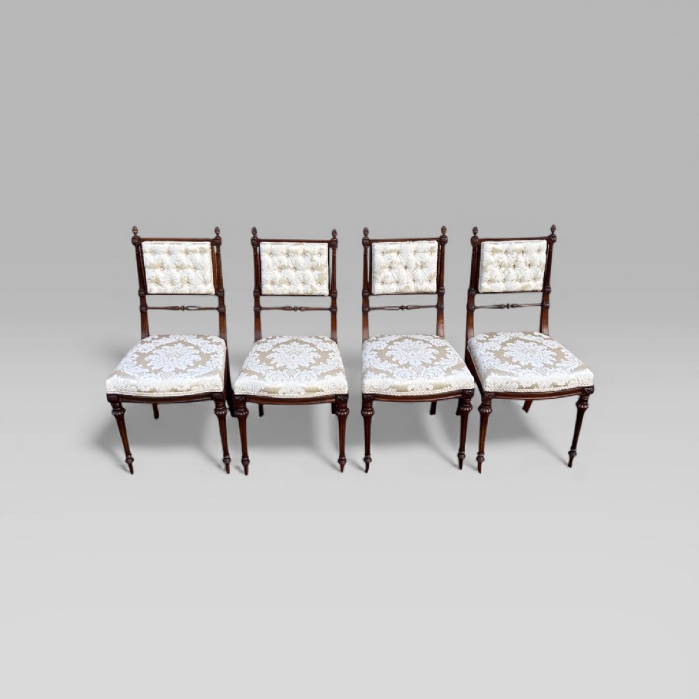 Antique Victorian Carved Mahogany 4 White Dinning Chairs Turner & Son Liverpool