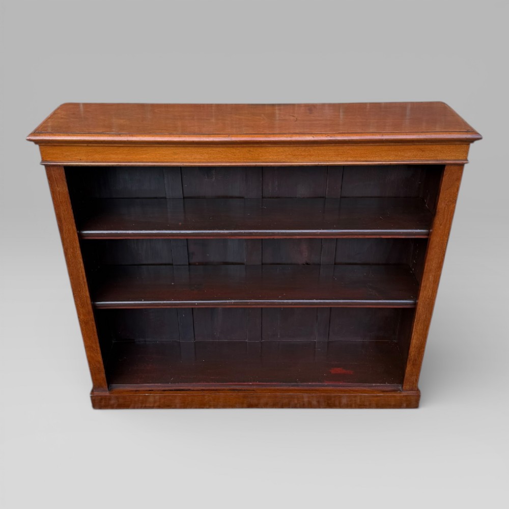 Antique Victorian Mahogany Open Bookcase with Adjustable Shelves
