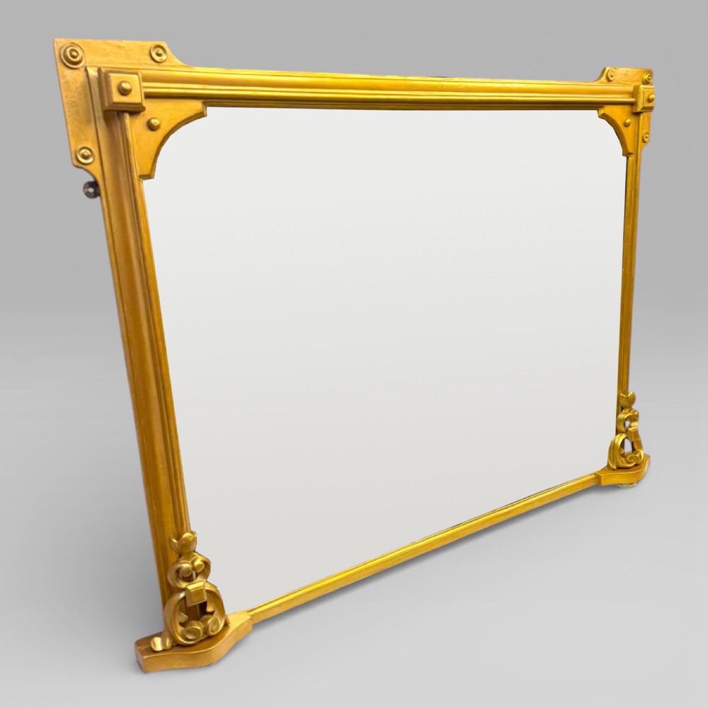 Antique Victorian Gilt Overmantel Wall Mirror by S T Townshend Norwich View II