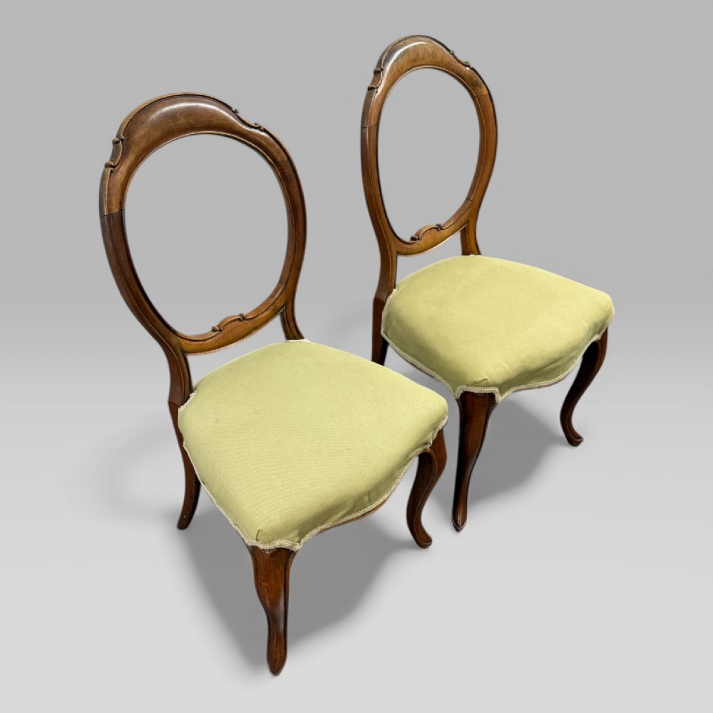 Pair of Antique Victorian Walnut Balloon Back Chairs View II