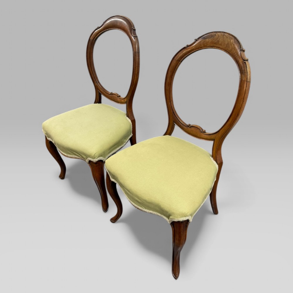 Pair of Antique Victorian Walnut Balloon Back Chairs View III