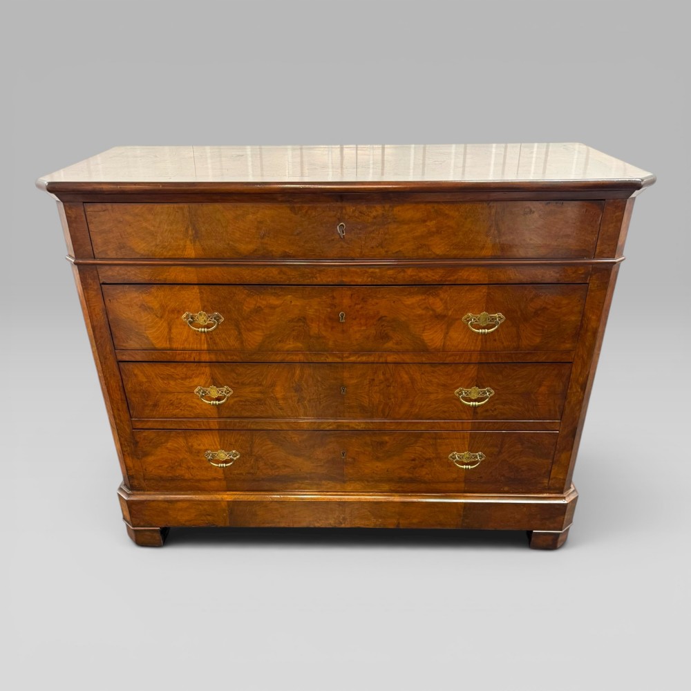 Antique French Provincial Walnut Commode with Mahogany Crossbanding View II