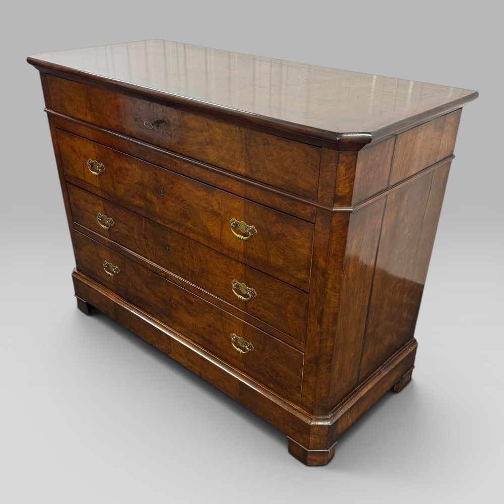 Antique French Provincial Walnut Commode with Mahogany Crossbanding View IV