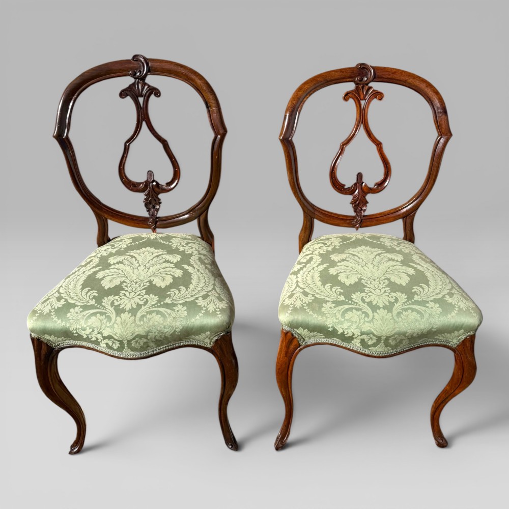 Antique Victorian Rosewood Balloon Back Dining Chairs, Set of 6 View IV