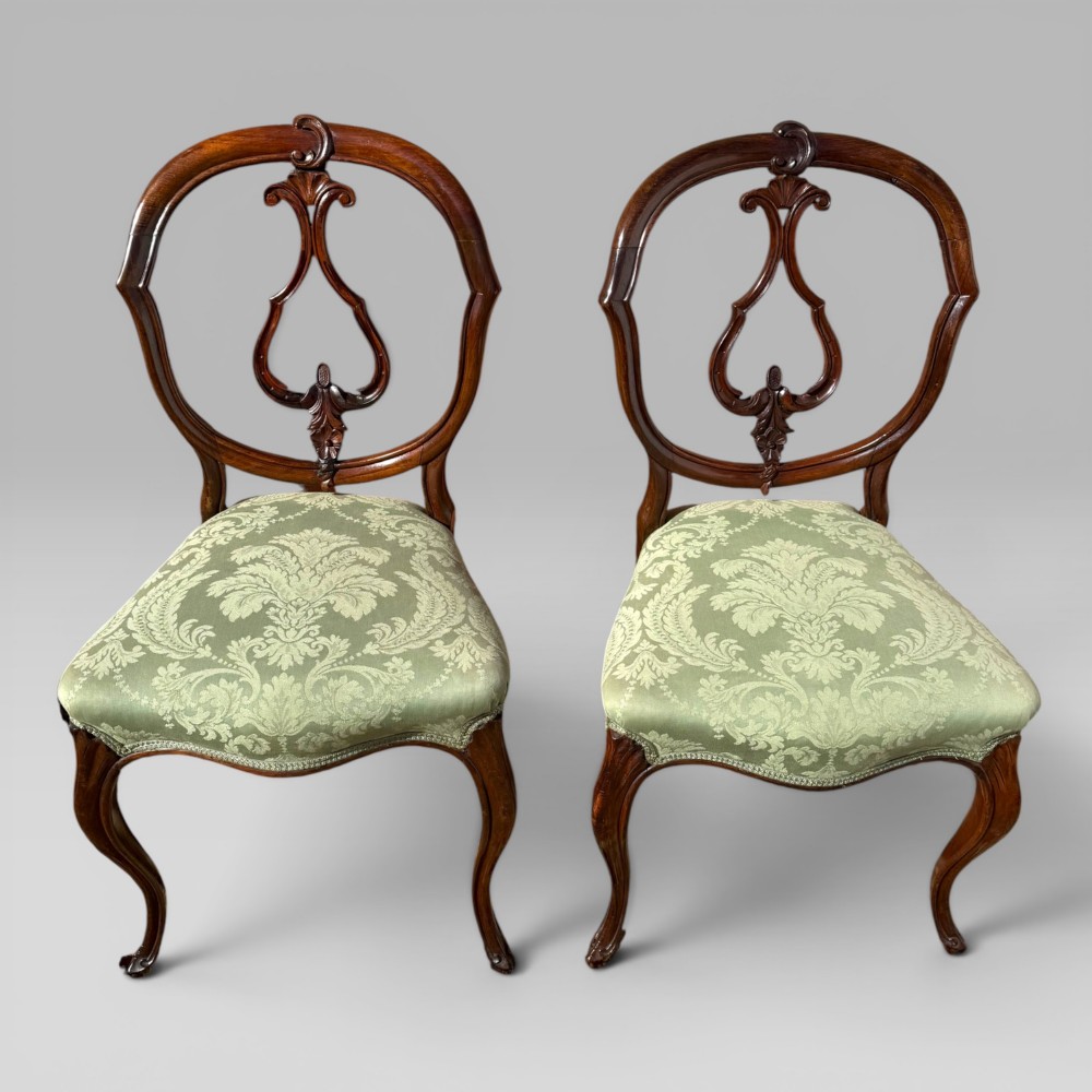 Antique Victorian Rosewood Balloon Back Dining Chairs, Set of 6 View V