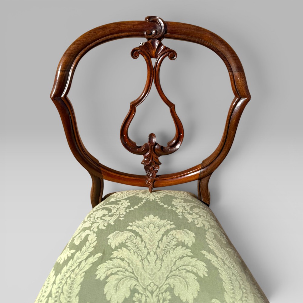 Antique Victorian Rosewood Balloon Back Dining Chairs, Set of 6 View X