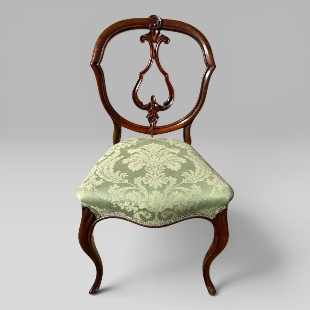 Antique Victorian Rosewood Balloon Back Dining Chairs, Set of 6 View XIV