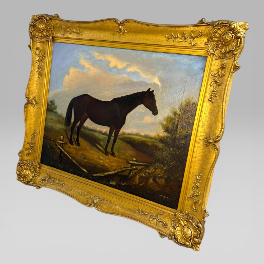 Antique 19th Century British School Oil Painting Horse Study Gilt Frame View III