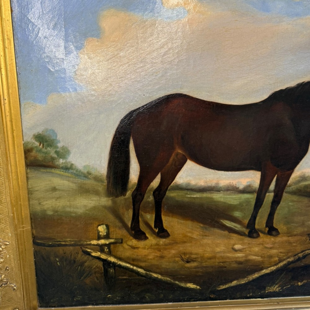 Antique 19th Century British School Oil Painting Horse Study Gilt Frame View V