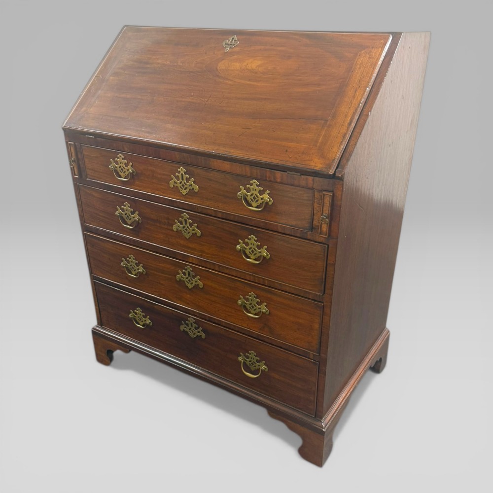 Antique Georgian George III Mahogany Bureau 4 Drawer