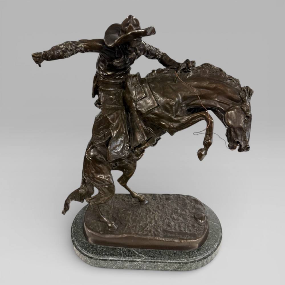 Large Cowboy Bronze ‘Bronco Buster’ After Frederic Remington, Early–Mid 20th View II